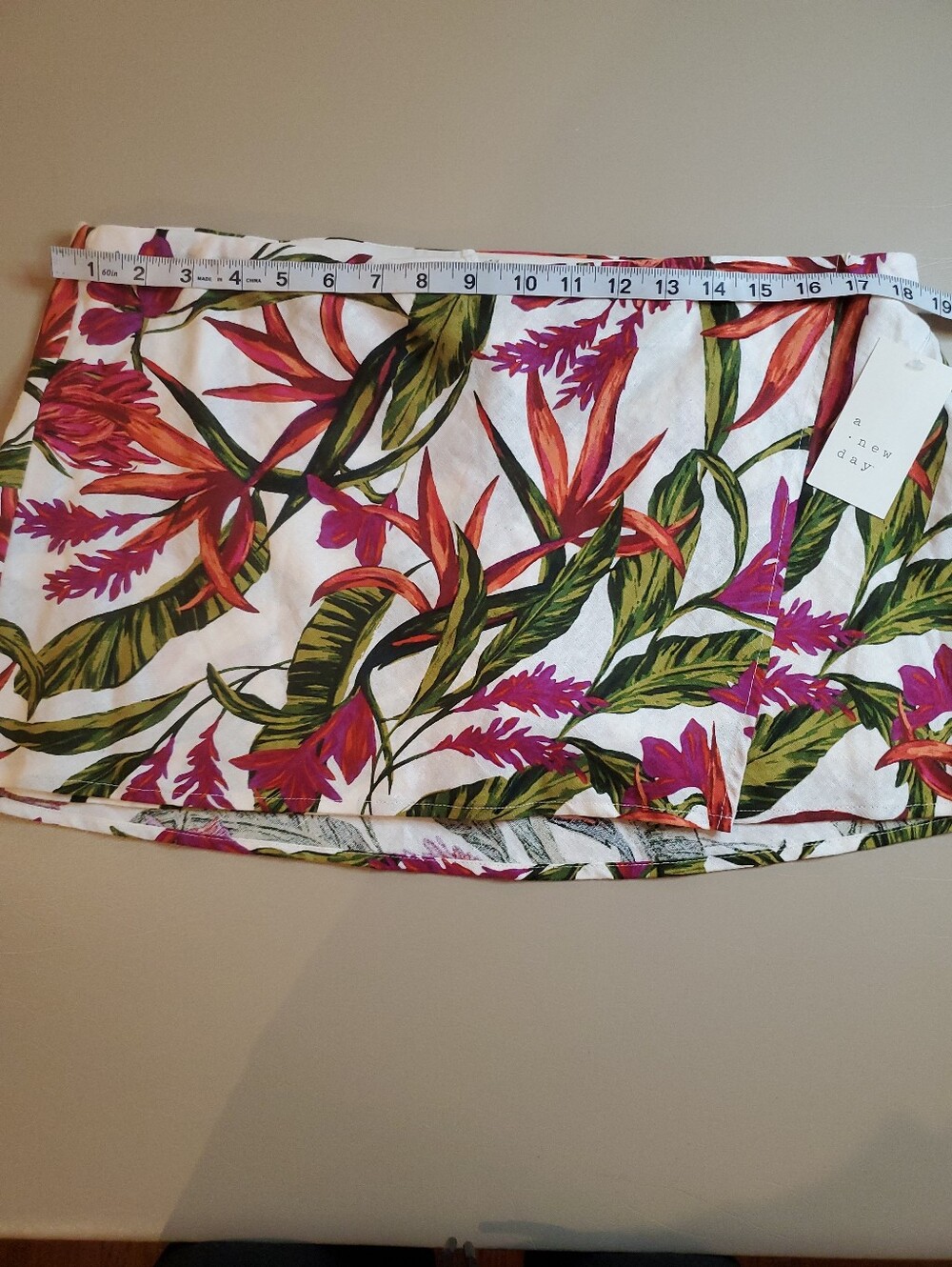 A New Day Women's Tropical Linen Mini Wrap Skirt Skort -Pink Size Large New - Picture 3 of 10